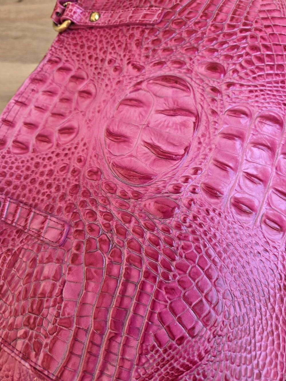 Brahmin Pink Croc-Embossed Tote Bag - Picture 6 of 16
